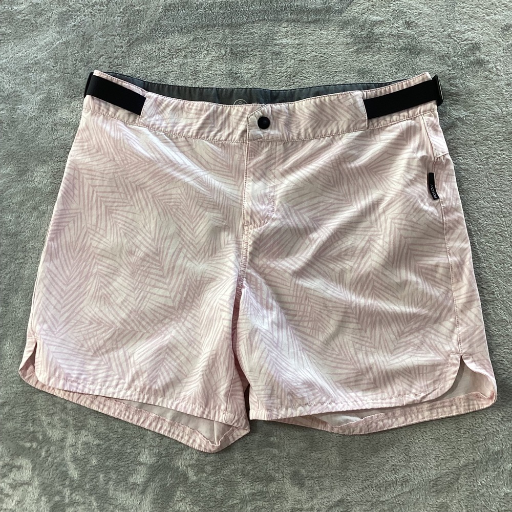 Flylow‎ Gear Board Shorts Mens 34 Pink Palm Leaf Print 5in Inseam Summer Beach